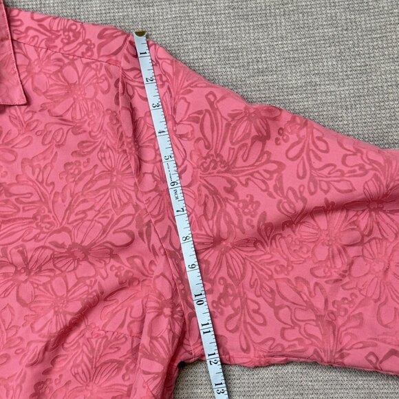 Studio Works Womens Pink Floral Burnout Button Up Blouse 3/4 Sleeve Top Size 2X - Picture 12 of 13